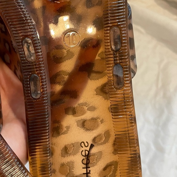 Murices Leopard Print Women's Sandals 10 Translucent Brand Black Slip On NWOT - Picture 6 of 6